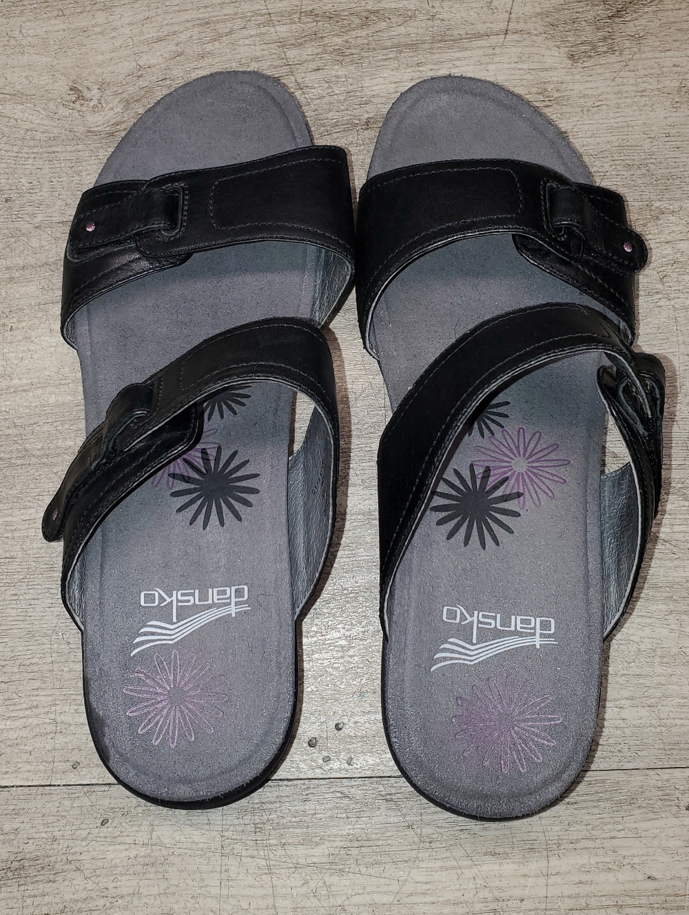 Dansko black leather slides Size 10.5-11